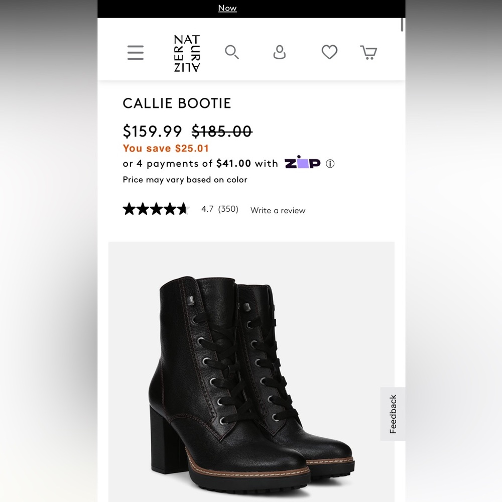 Black leather Naturalizer Callie Booties. Brand New.